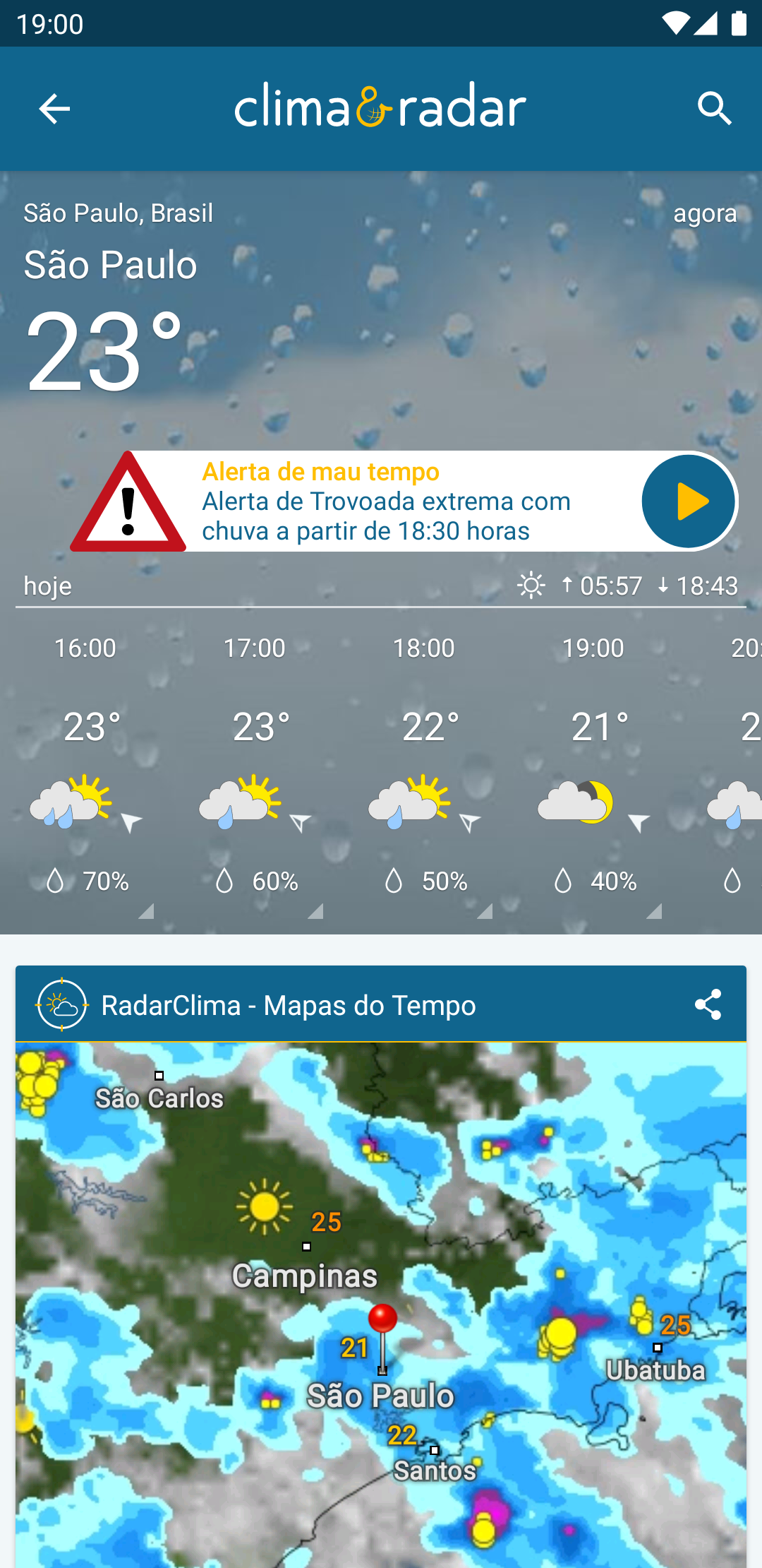 Clima & Radar - Previsão do tempo para iOS e Android